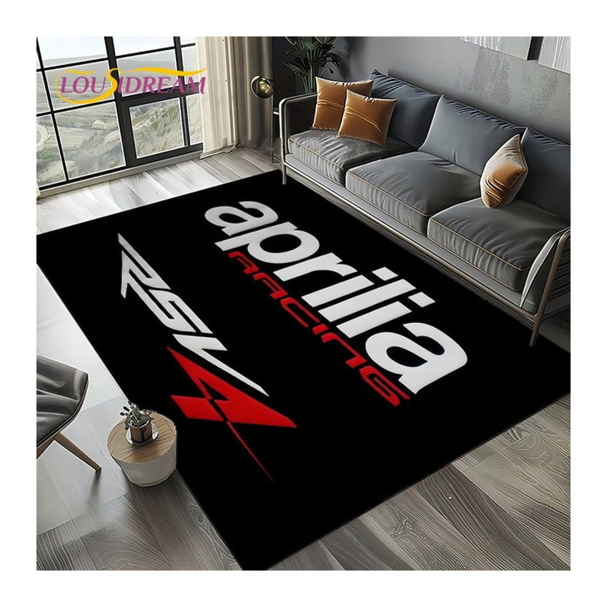 Aprilia Racing Motorrad Teppich Schwarz B: 100 cm, T: 70 cm - Bild 1