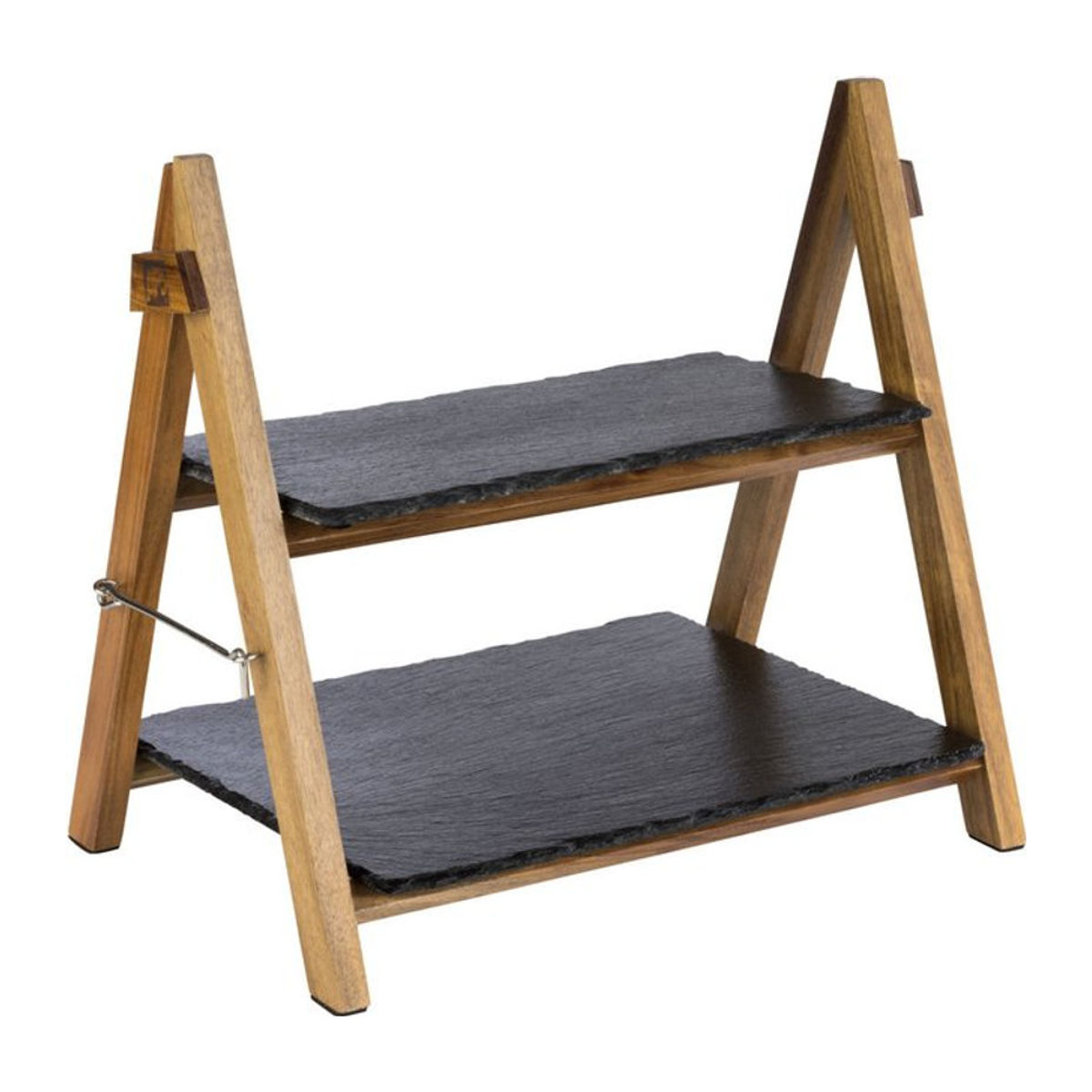 APS Etagere Serviergestell 2-stufig aus Naturschiefer und Akazienholz, rechteckig, schwarz/braun, B/T/H: 36,5 x 26,5 x 34 cm - Bild 1