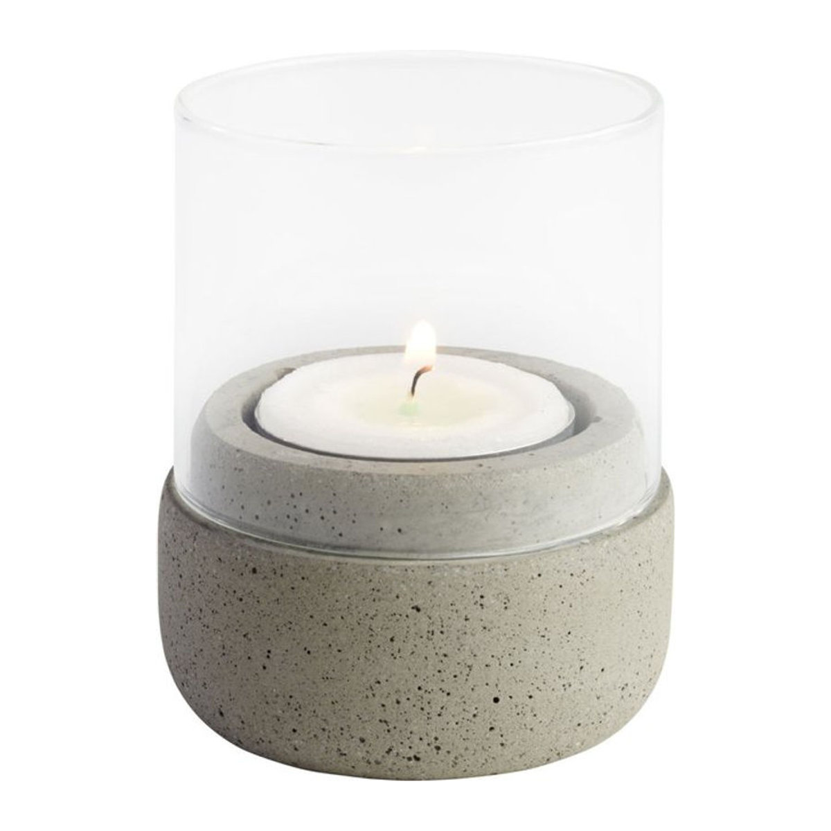 APS Windlicht ELEMENT in Grau und Transparent aus Beton und Glas, rund, B/T/H: 6 x 6 x 7 cm - Bild 1
