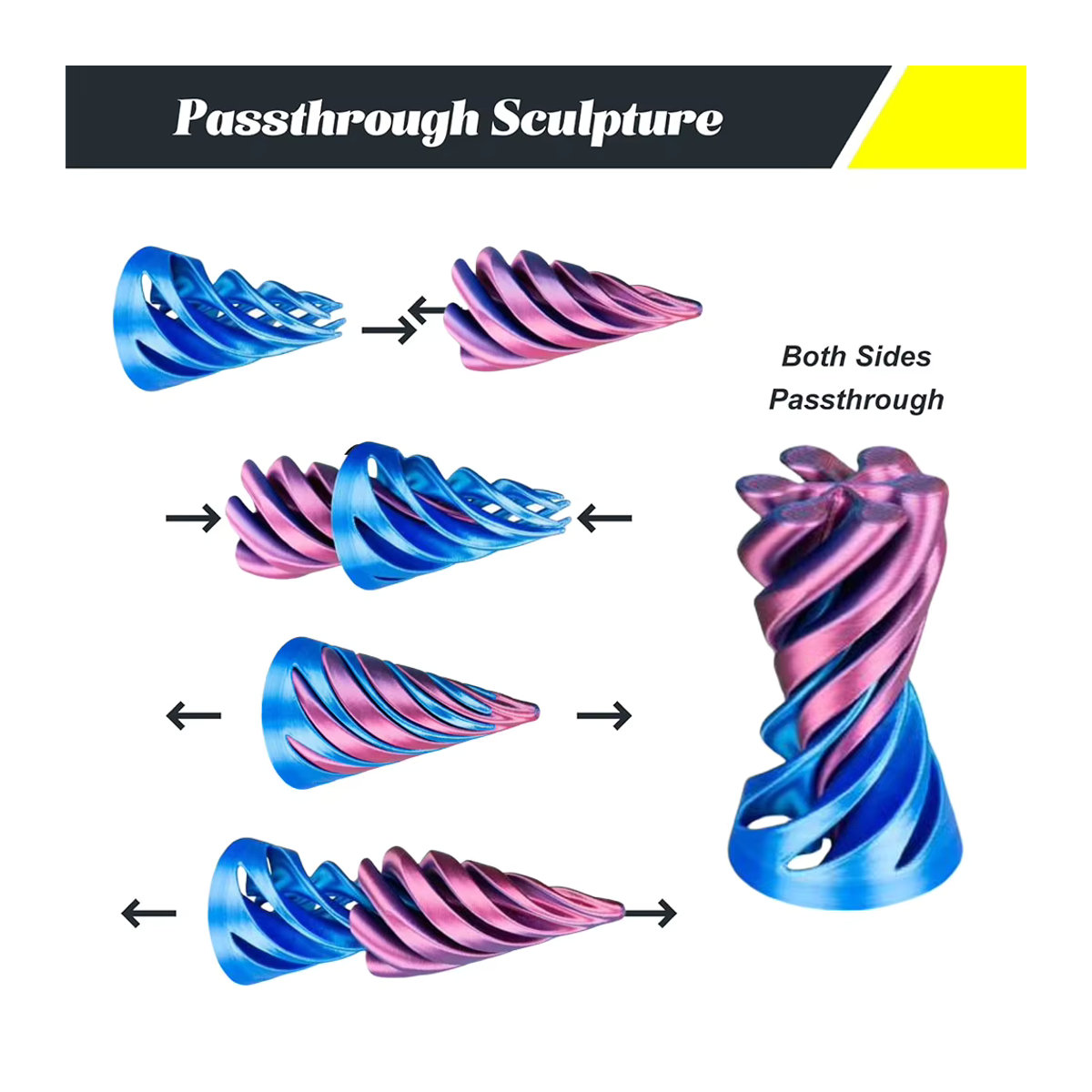 APWIKOGER 3D-gedrucktes Helix-Schraub-Zappelspielzeug als geometrische Dekoration aus Kunststoff in Rot, Gold, Schwarz oder Blau - Bild 4