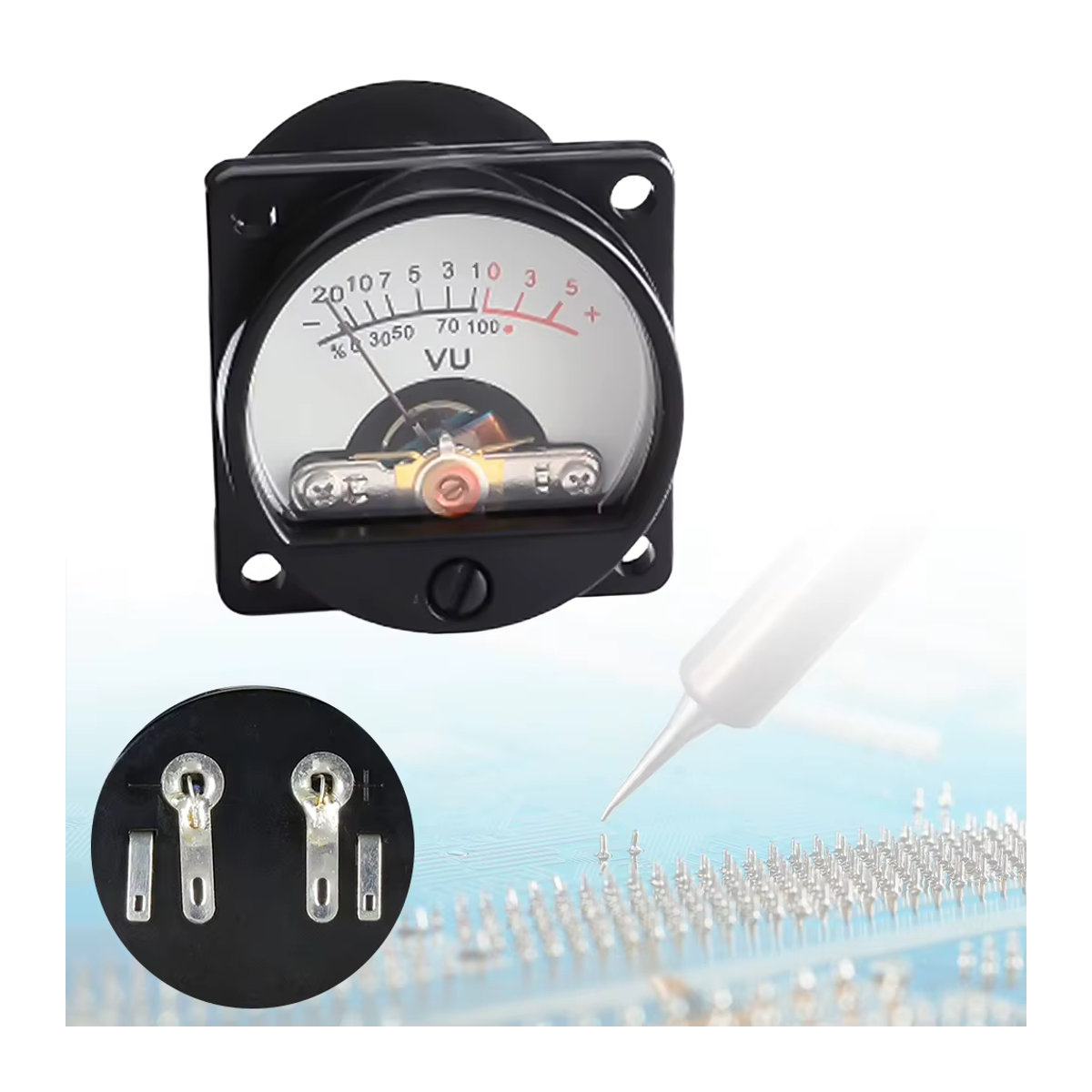 APWIKOGER 500UA Panel VU Meter mit warmem Backlight für Audio Level Recording in Schwarz - Bild 5
