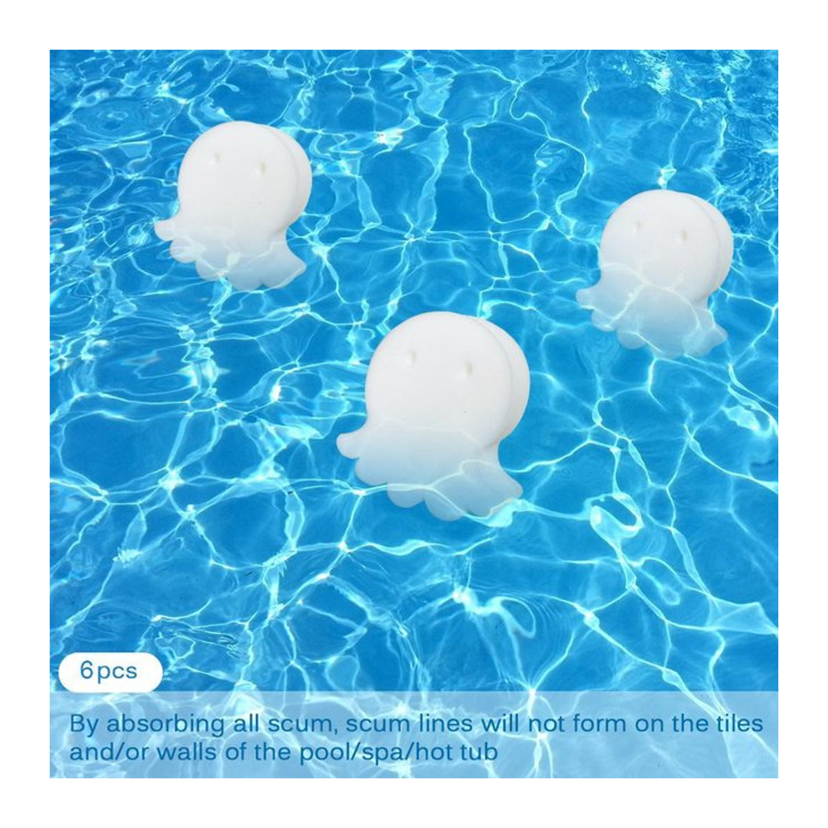 APWIKOGER 6er Set Octopus Öl Absorbierer Schwämme in Weiß für Schwimmbad, Spa und Teich - Bild 1