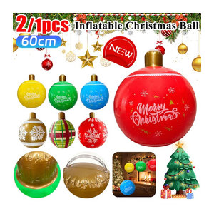 APWIKOGER Aufblasbare Weihnachtsbaumkugeln aus Kunststoff in Gold und Mehrfarbig mit Schneeflocken-Design, Durchmesser: 60 cm