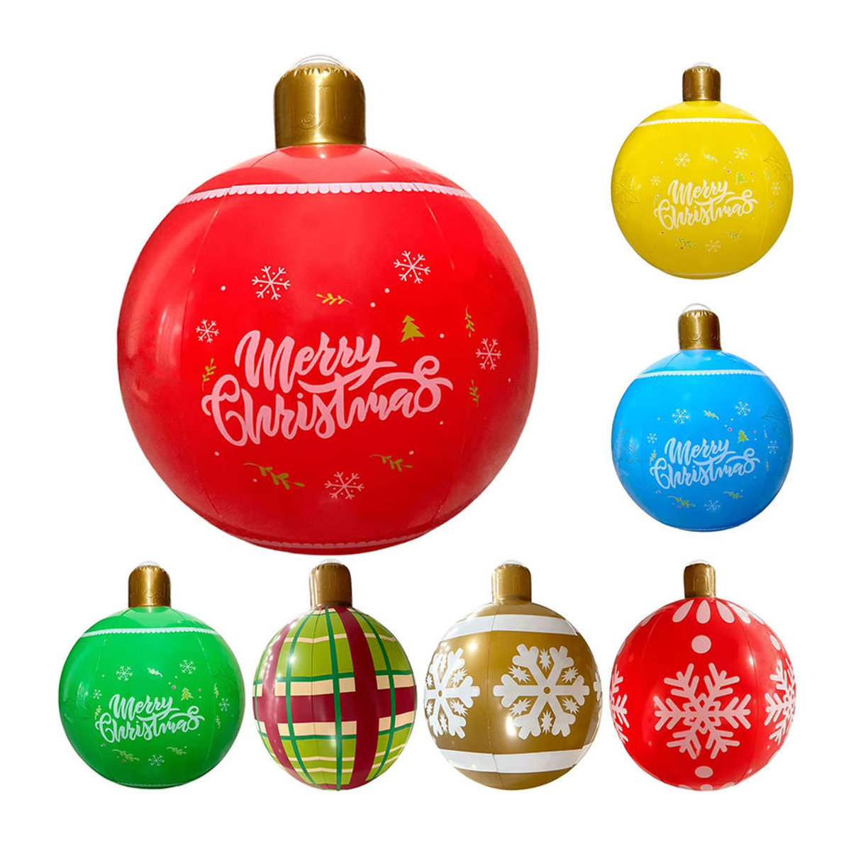 APWIKOGER Aufblasbarer Weihnachtsball aus PVC für die Außendekoration, Durchmesser: 60,96 cm, Gold/Mehrfarbig - Bild 4
