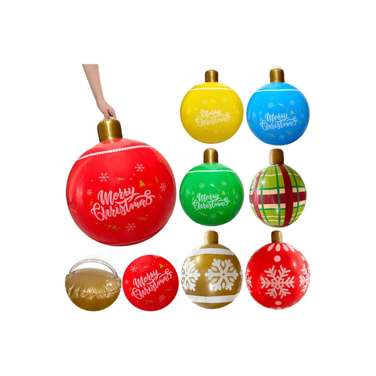 APWIKOGER Aufblasbarer Weihnachtsball aus PVC für die Außendekoration, Durchmesser: 60,96 cm, Gold/Mehrfarbig - Bild 6