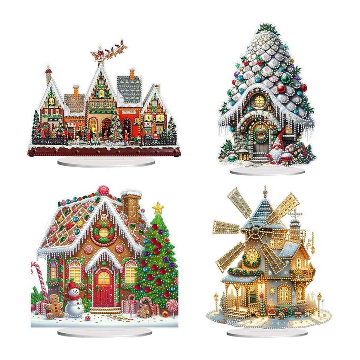 APWIKOGER Diamond Painting Set Weihnachts-Haus als Tischdeko, Acryl-Ornament für Home Office und Zuhause, mehrfarbig - Bild 1