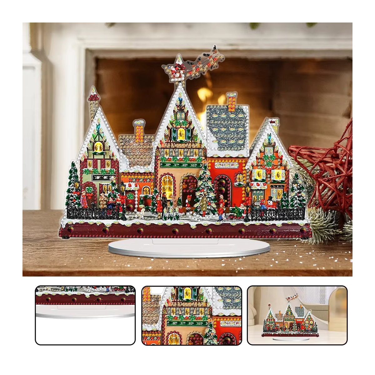 APWIKOGER Diamond Painting Set Weihnachts-Haus als Tischdeko, Acryl-Ornament für Home Office und Zuhause, mehrfarbig - Bild 2