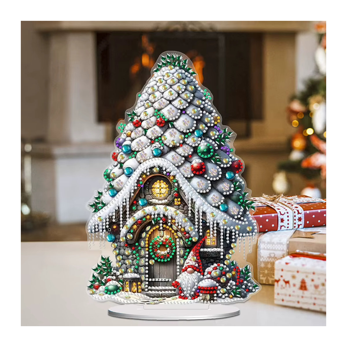 APWIKOGER Diamond Painting Set Weihnachts-Haus als Tischdeko, Acryl-Ornament für Home Office und Zuhause, mehrfarbig - Bild 3