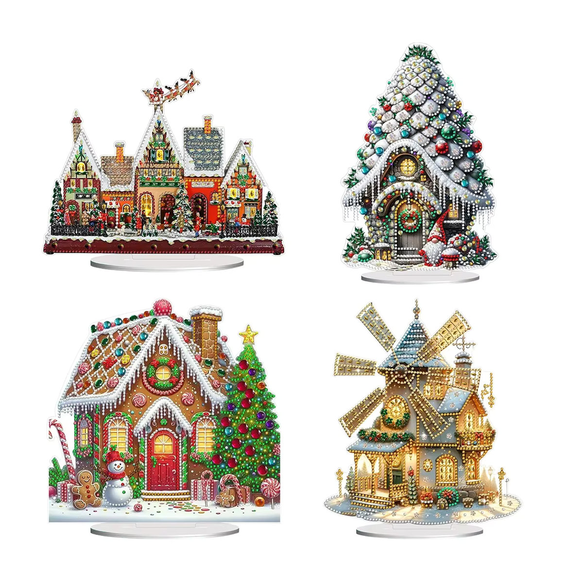 APWIKOGER Diamond Painting Set Weihnachts-Haus als Tischdeko, Acryl-Ornament für Home Office und Zuhause, mehrfarbig - Bild 5
