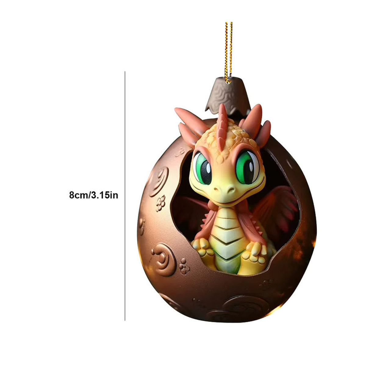 APWIKOGER Drachen Ei Hängeornament aus Kunstharz in Braun für Weihnachtsbaum und Dekoration - Bild 3