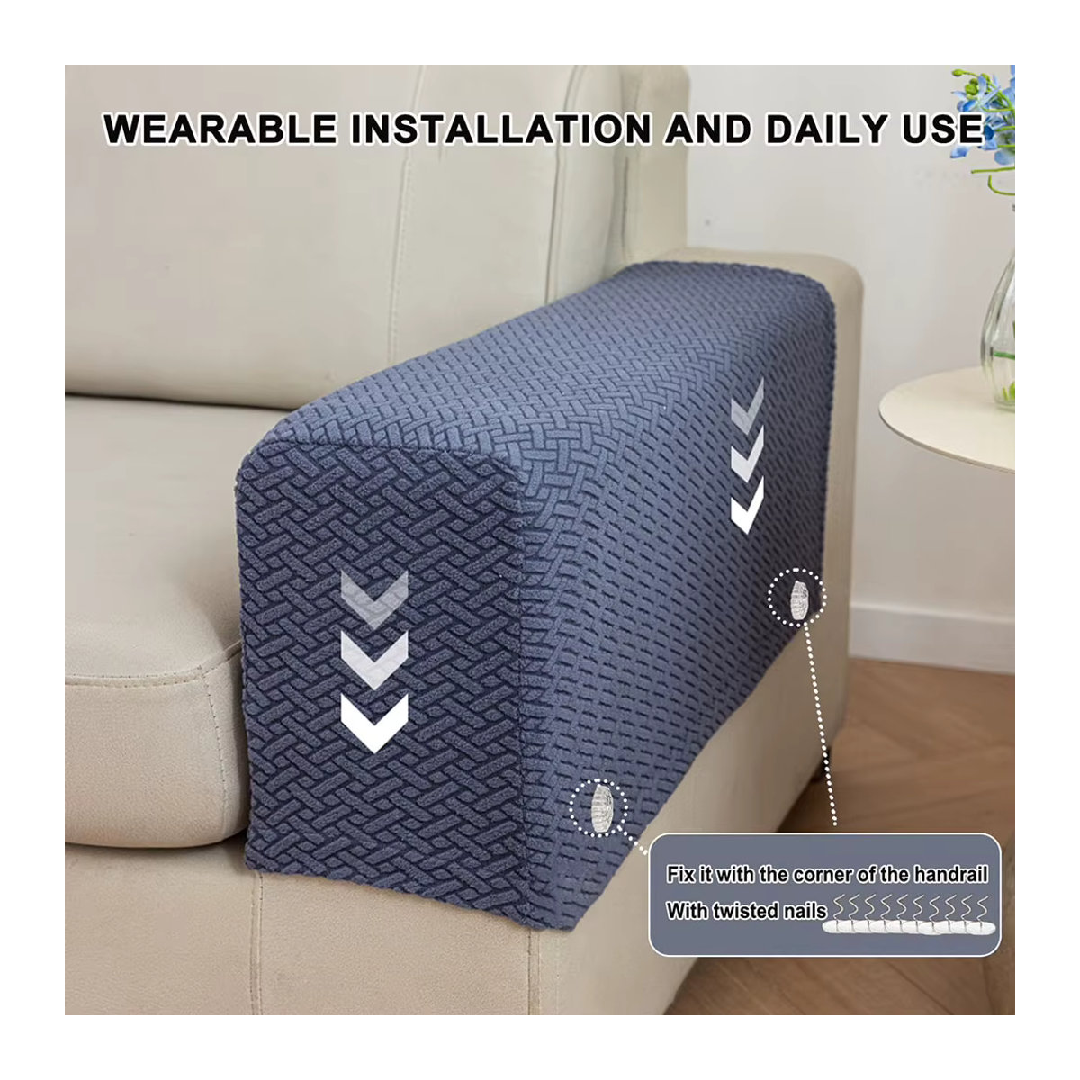 APWIKOGER Elastischer Stretch-Armlehnen-Schonbezug für dein Sofa in Braun und Mehrfarbig, B/T/H: 47 x 20 x 18 cm - Bild 2