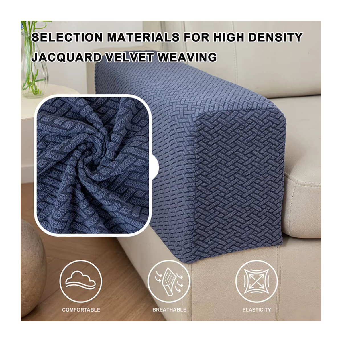 APWIKOGER Elastischer Stretch-Armlehnen-Schonbezug für dein Sofa in Braun und Mehrfarbig, B/T/H: 47 x 20 x 18 cm - Bild 4