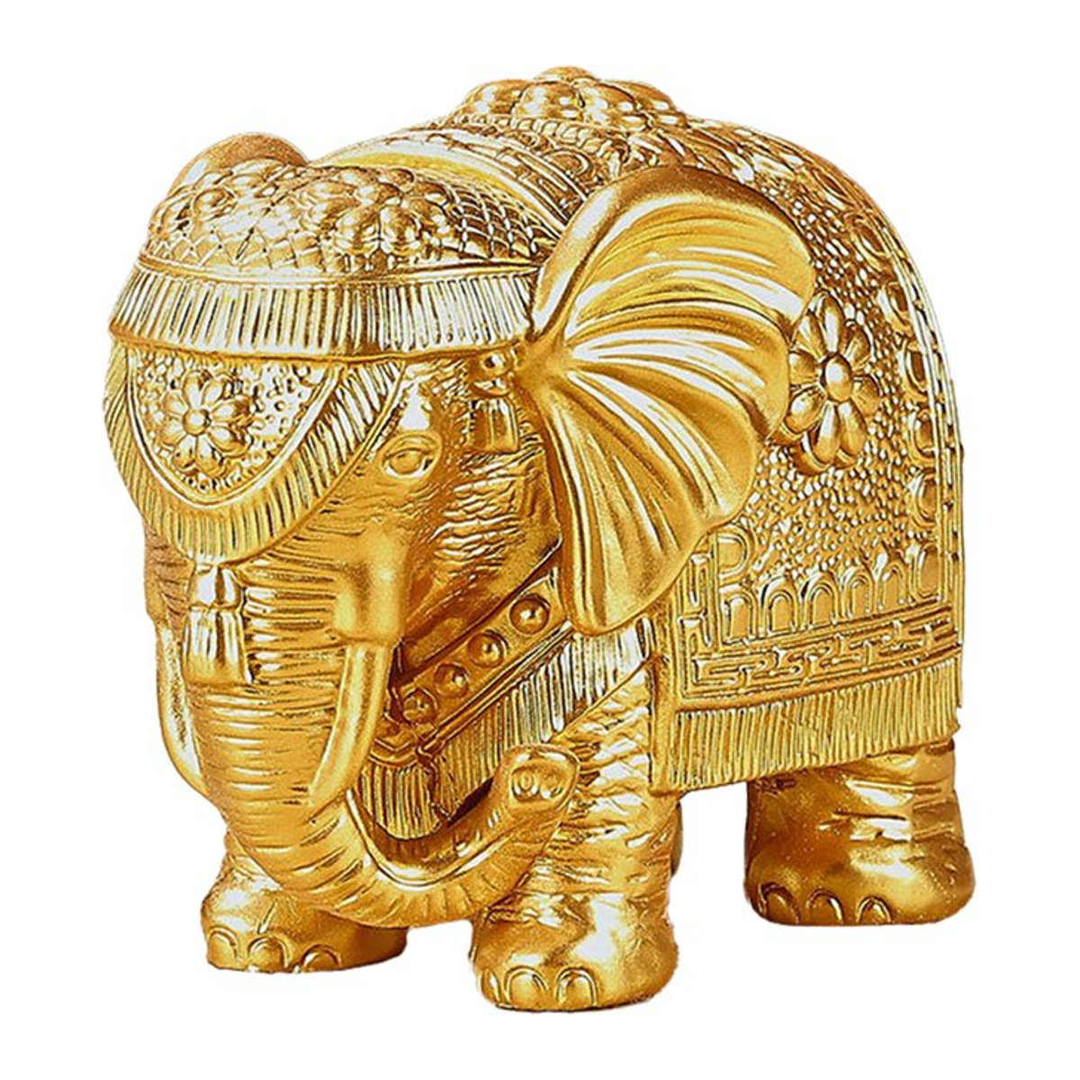 APWIKOGER Elefant Statue in Gold aus Metall als orientalische Sammlerfigur und dekoratives Ornament - Bild 1