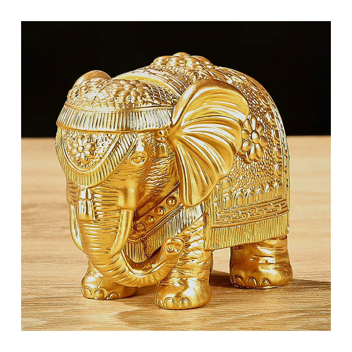 APWIKOGER Elefant Statue in Gold aus Metall als orientalische Sammlerfigur und dekoratives Ornament - Bild 2