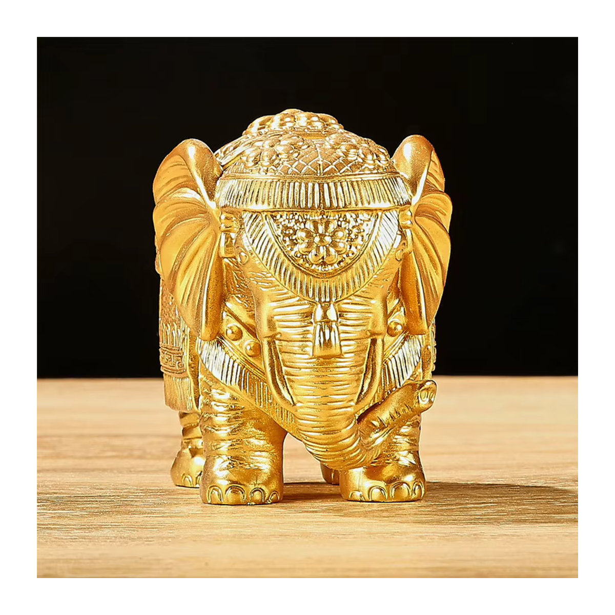 APWIKOGER Elefant Statue in Gold aus Metall als orientalische Sammlerfigur und dekoratives Ornament - Bild 3