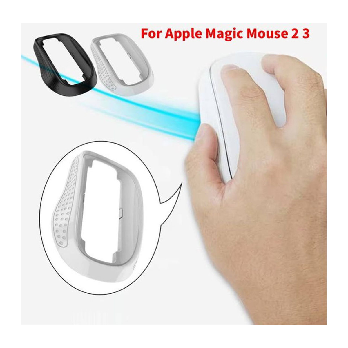 APWIKOGER Ergonomische Abdeckung für Apple Magic Mouse 2 3, Handballenauflage und Mausbasispolster in Schwarz oder Weiß - Bild 1