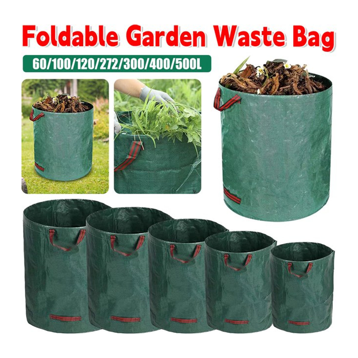 APWIKOGER Garten Abfall Tasche Wasserdicht und Faltbar für Laub und Unkraut, Wiederverwendbarer Müllcontainer für Hof und Garten - Bild 1