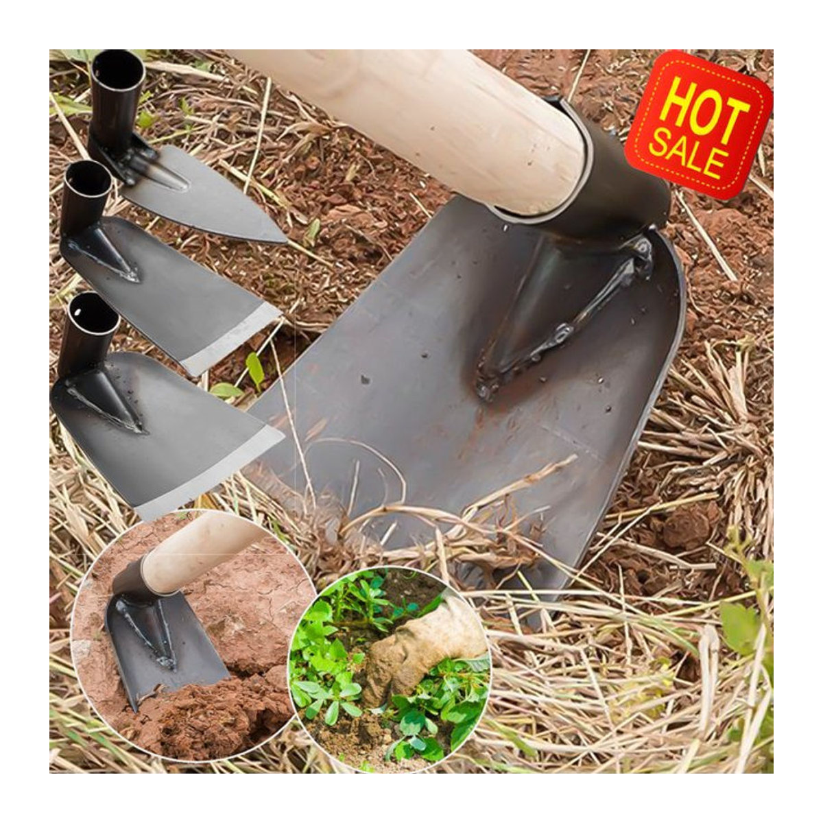 APWIKOGER Gartenhacke aus Manganstahl in Schaufelform zum Jäten und Bodenlockern mit Griff - Bild 1