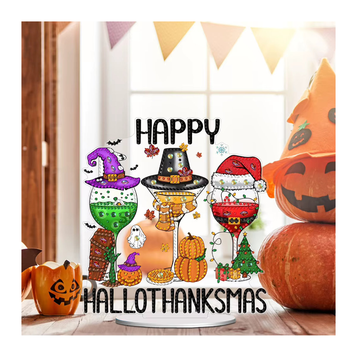 APWIKOGER Halloween Diamantmalerei Set aus Kunstharz als Tischornament in Mehrfarbig - Bild 2