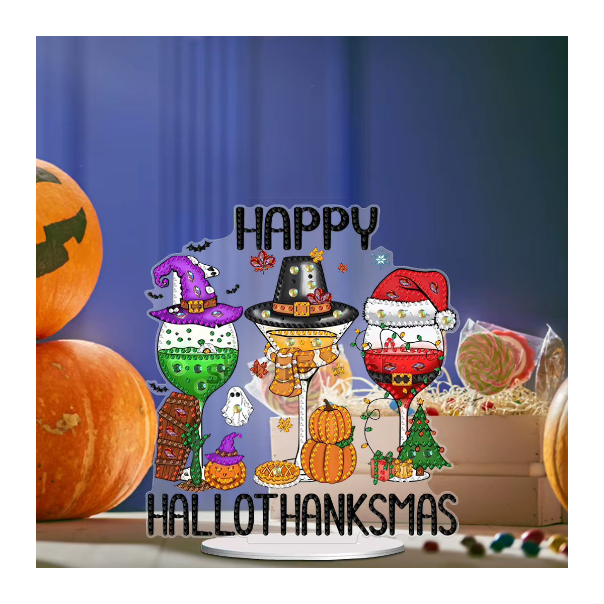 APWIKOGER Halloween Diamantmalerei Set aus Kunstharz als Tischornament in Mehrfarbig - Bild 3