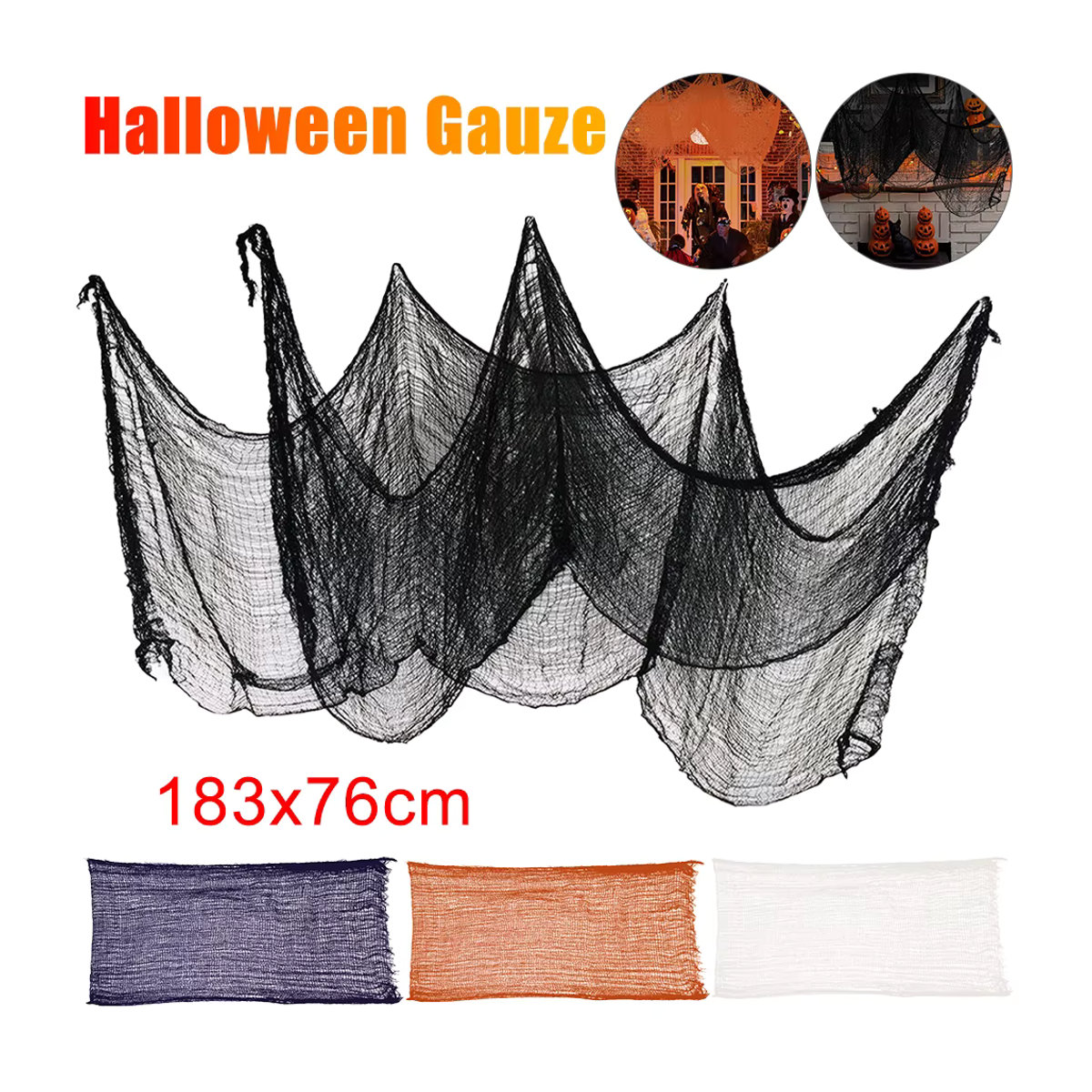 APWIKOGER Halloween Gaze künstliches Spinnennetz in Lila und Mehrfarbig für deine Grusel-Dekoration, B: 183 cm, H: 76 cm - Bild 3