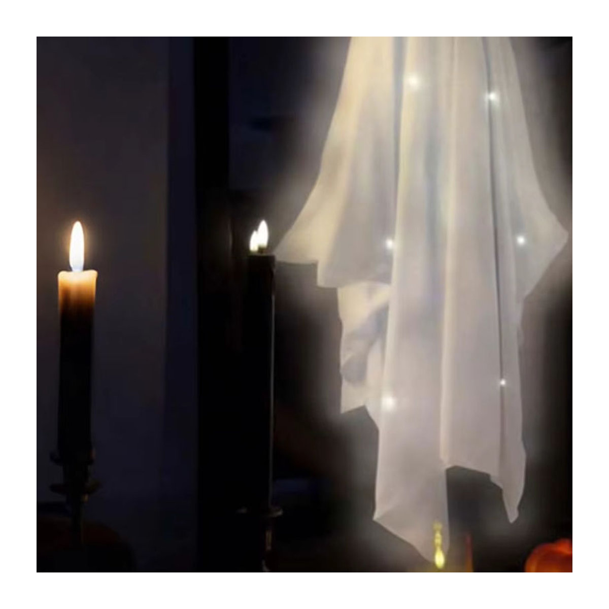 APWIKOGER Halloween Geisterspiegel mit Nachtlicht und Hologramm-Effekt, Wandbehang in Schwarz, unregelmäßige Form - Bild 3
