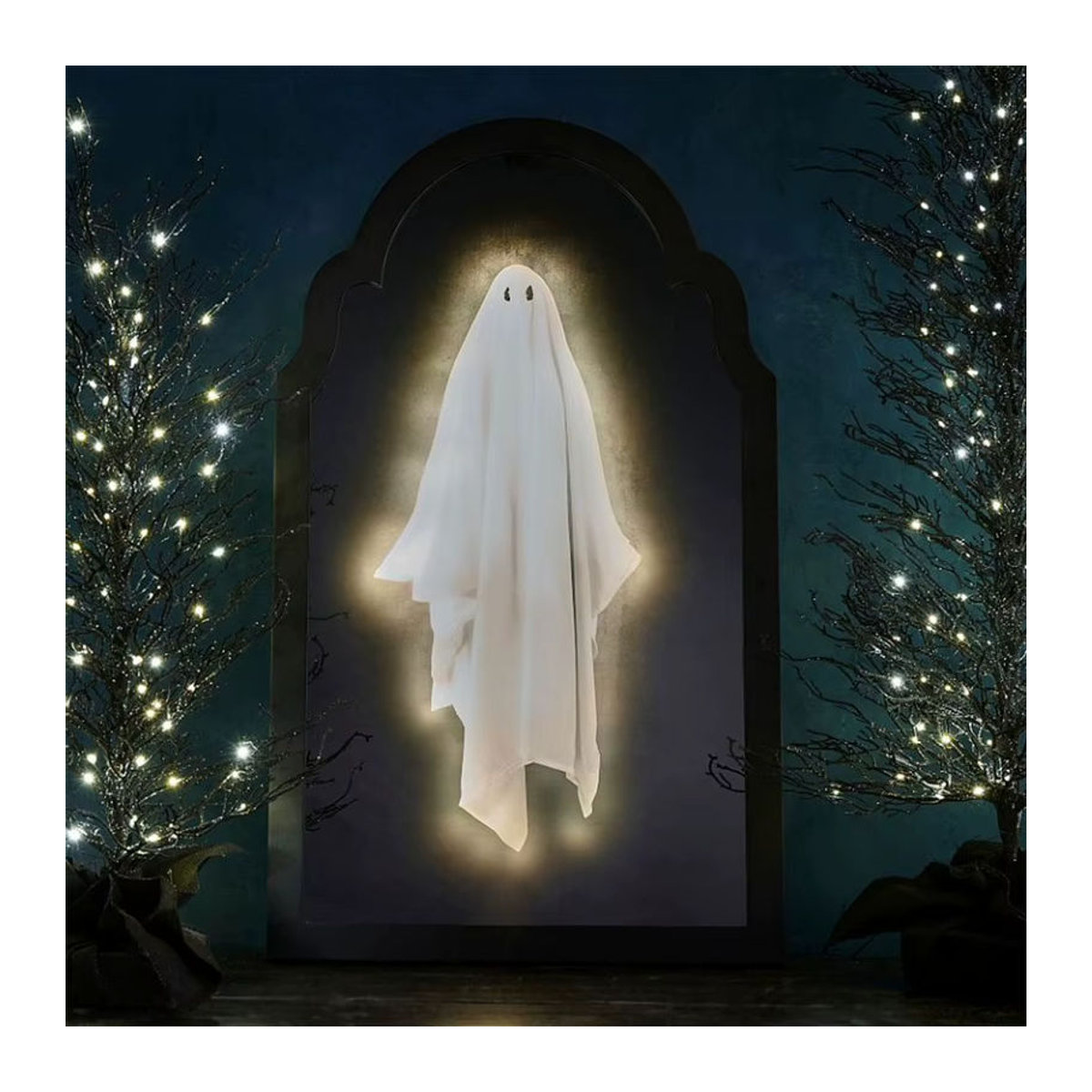 APWIKOGER Halloween Geisterspiegel mit Nachtlicht und Hologramm-Effekt, Wandbehang in Schwarz, unregelmäßige Form - Bild 5