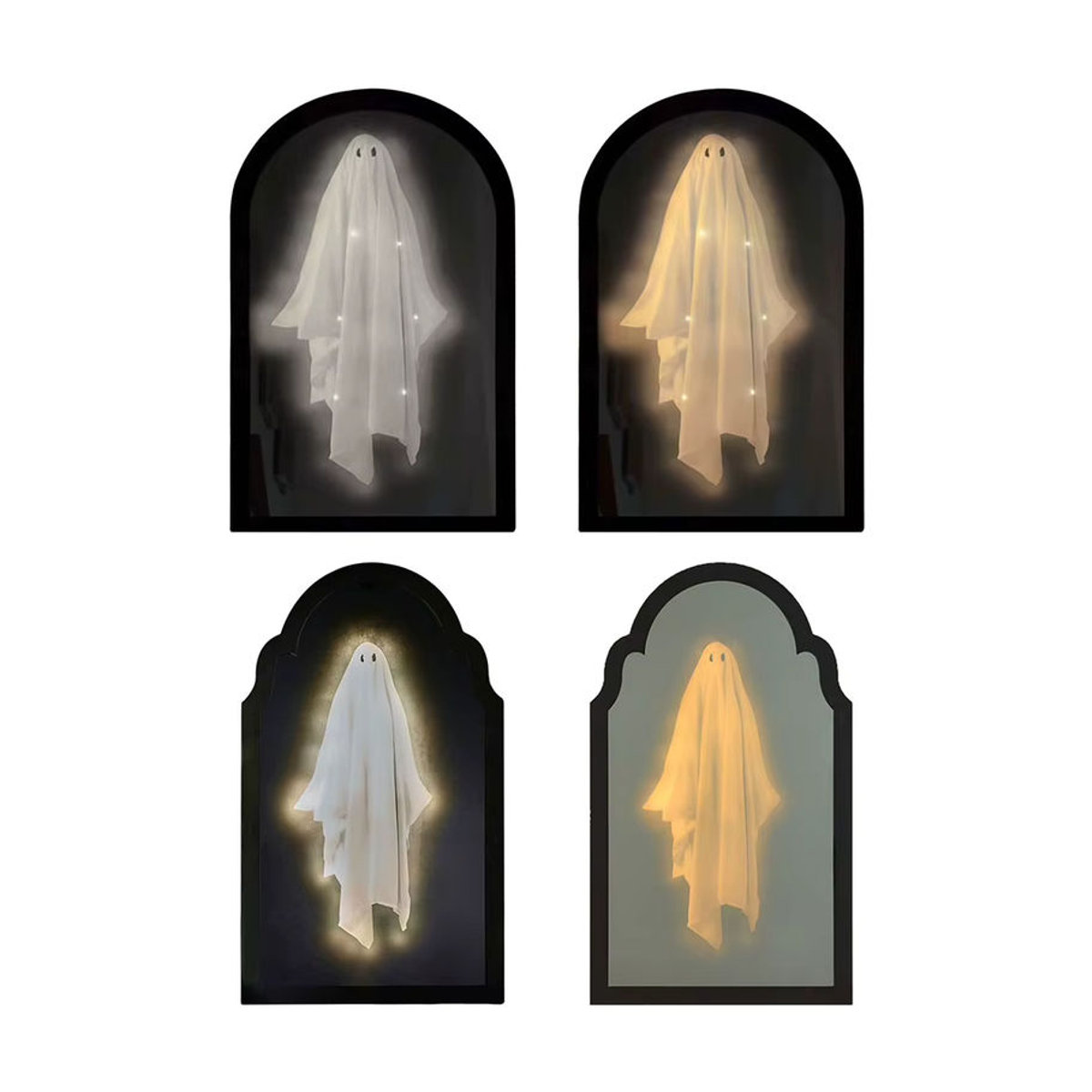 APWIKOGER Halloween Geisterspiegel mit Nachtlicht und Hologramm-Effekt, Wandbehang in Schwarz, unregelmäßige Form - Bild 7