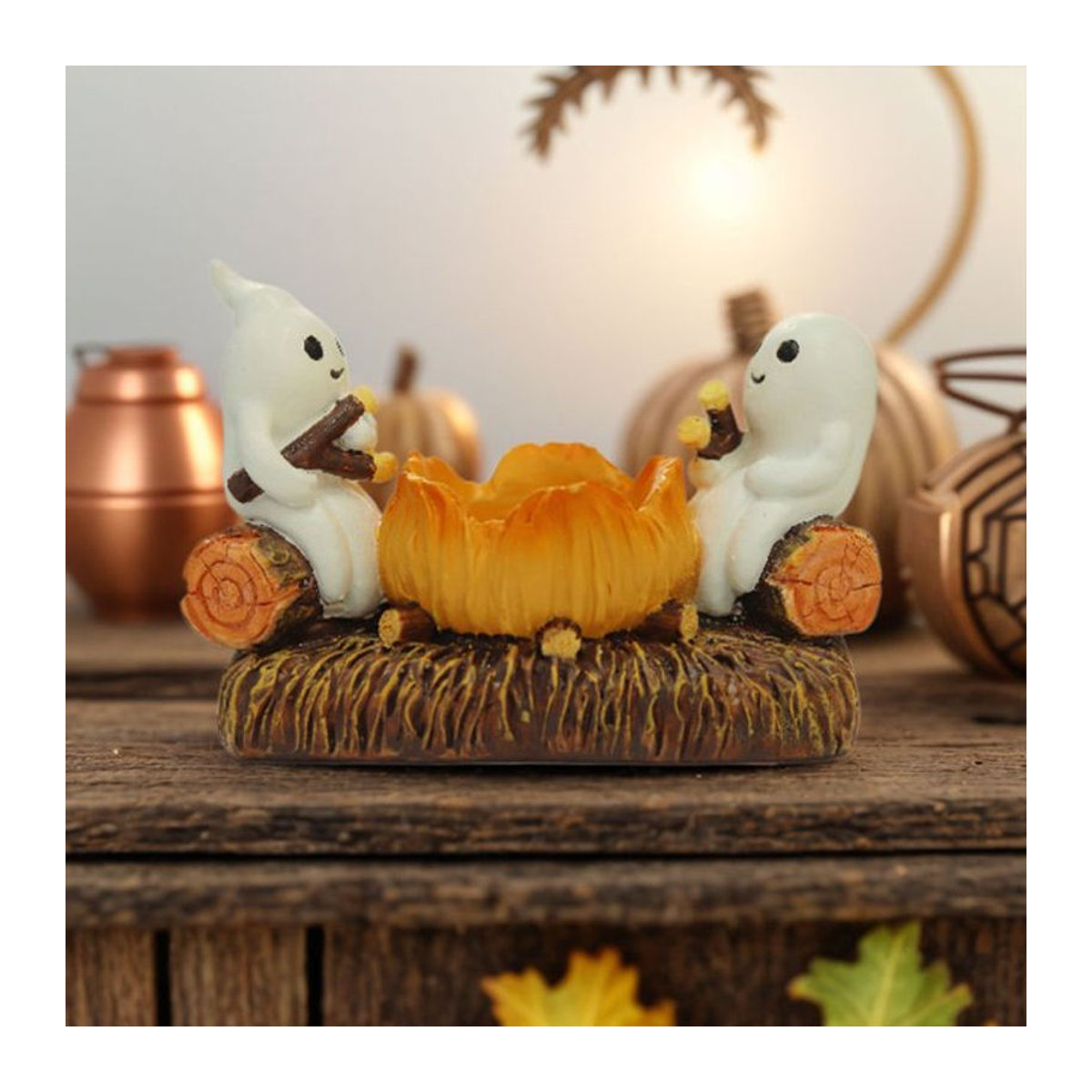 APWIKOGER Halloween Ghost Teelichthalter aus Kunstharz in Weiß zur Tischdekoration - Bild 1