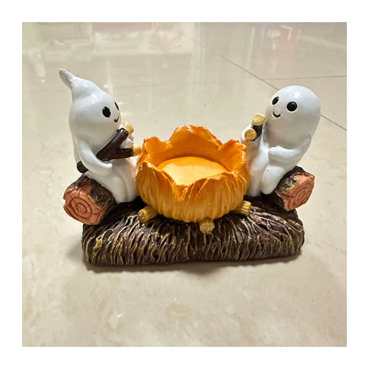 APWIKOGER Halloween Ghost Teelichthalter aus Kunstharz in Weiß zur Tischdekoration - Bild 5
