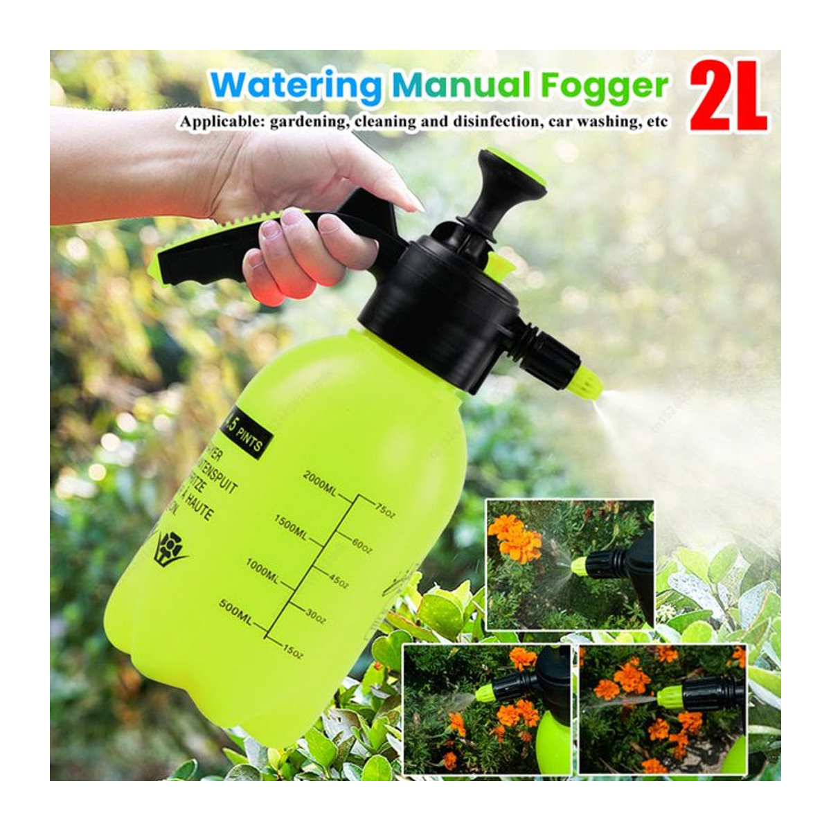APWIKOGER Handdruck-Wassersprüher 2L mit einstellbarer Düse in Grün für Garten und Desinfektion - Bild 1