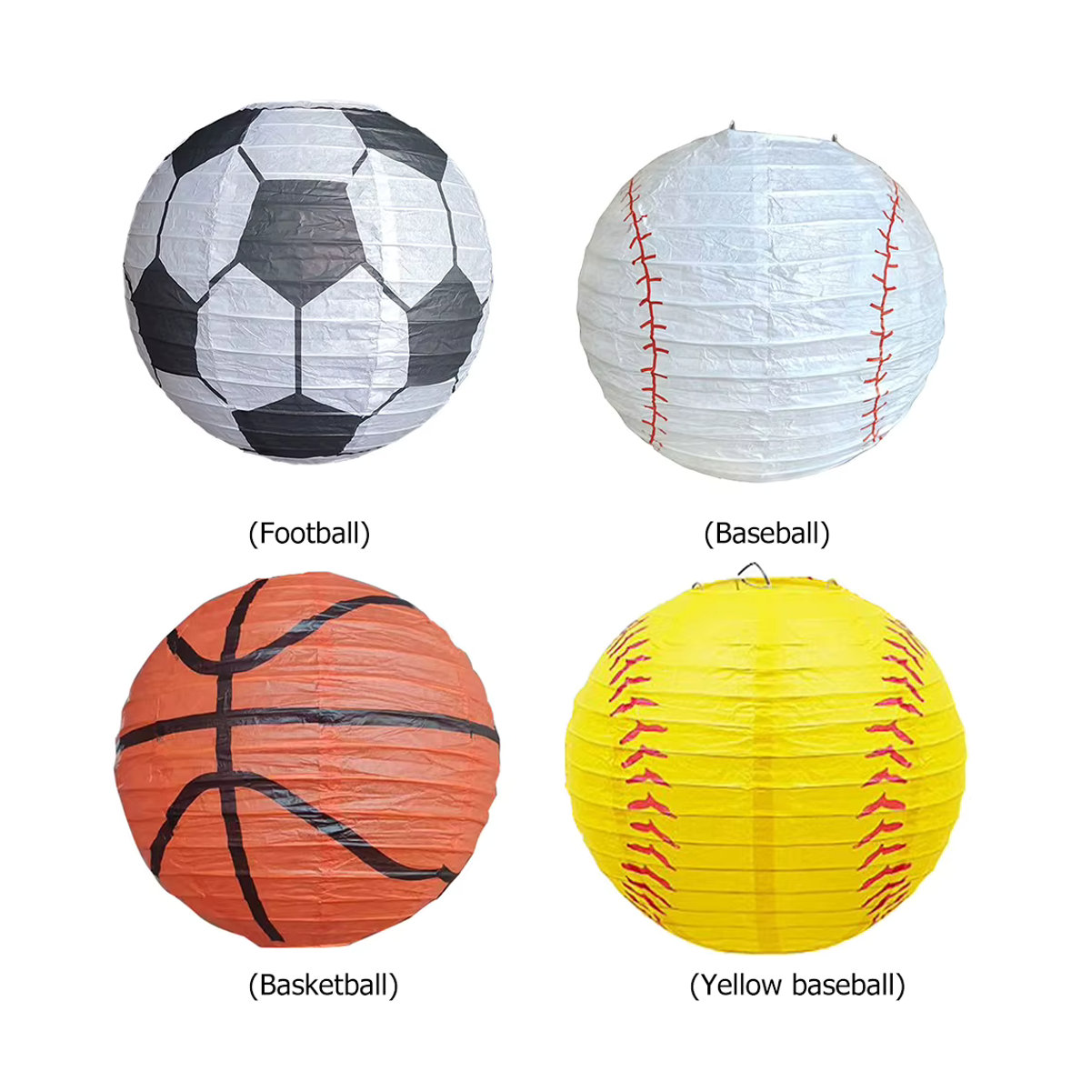 APWIKOGER Handgemachte Papier Laternen in Ballform für Sport-Themen wie Baseball, Basketball oder Fußball, Durchmesser: 20 cm, Schwarz - Bild 3