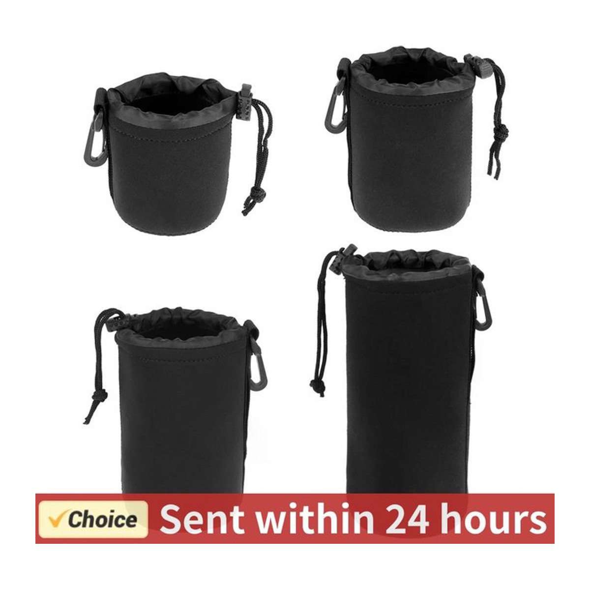 APWIKOGER Kameraobjektivtasche aus Neopren in Schwarz, wasserdichte Schutzhülle mit Kordelzug für digitale Spiegelreflexkameras - Bild 1