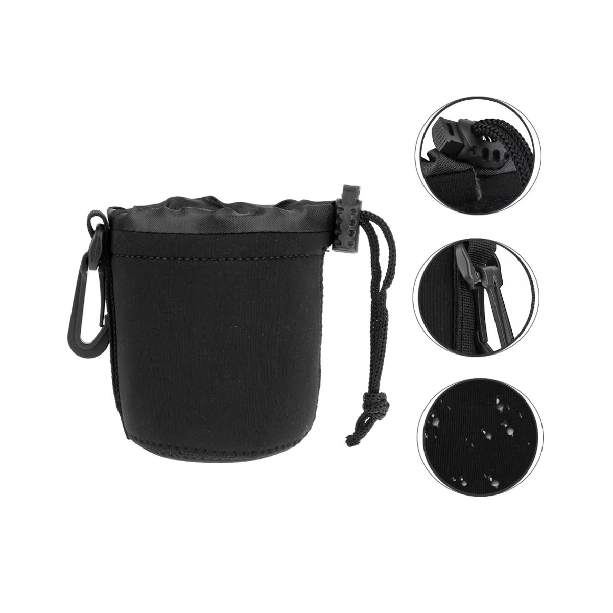 APWIKOGER Kameraobjektivtasche aus Neopren in Schwarz, wasserdichte Schutzhülle mit Kordelzug für digitale Spiegelreflexkameras - Bild 3