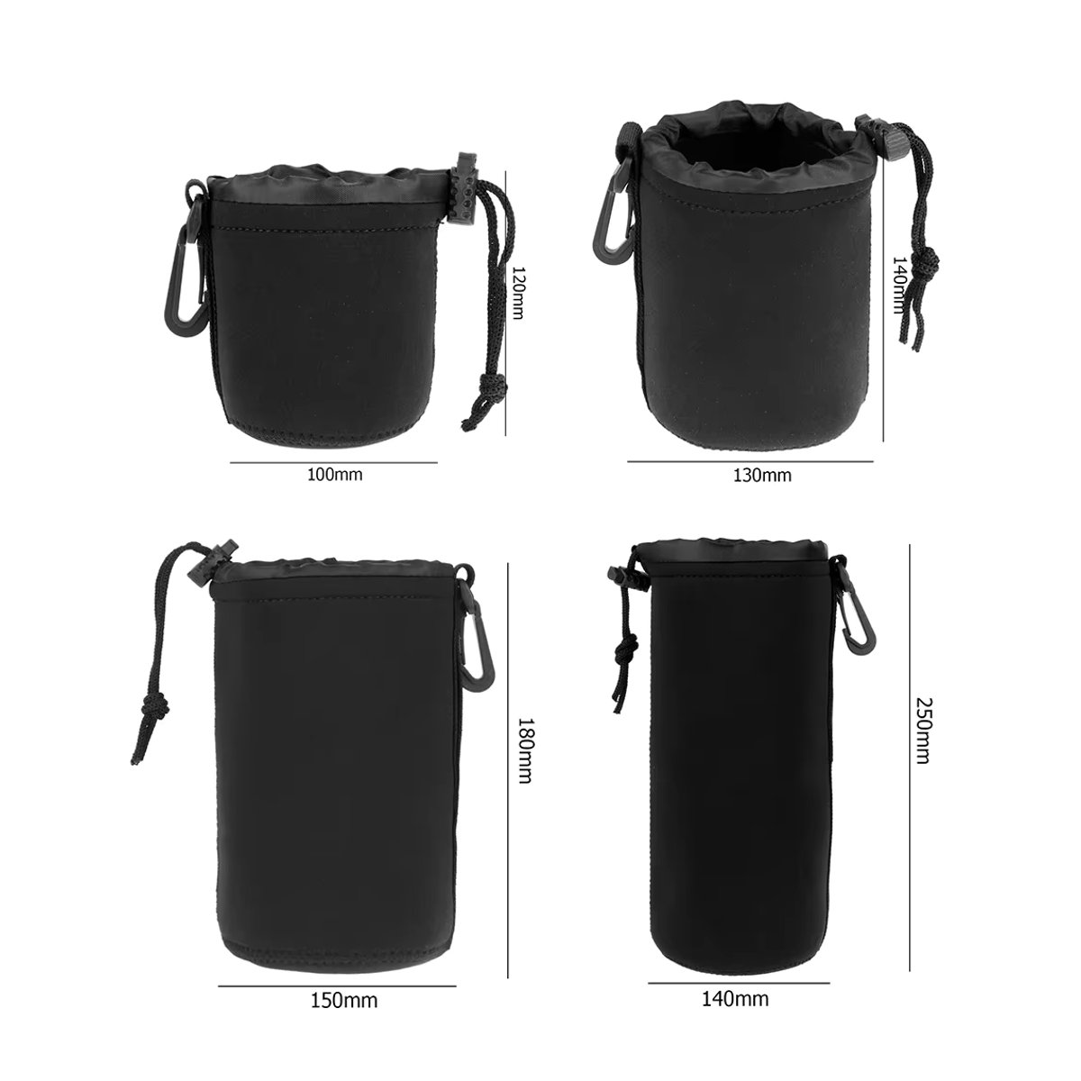 APWIKOGER Kameraobjektivtasche aus Neopren in Schwarz, wasserdichte Schutzhülle mit Kordelzug für digitale Spiegelreflexkameras - Bild 4