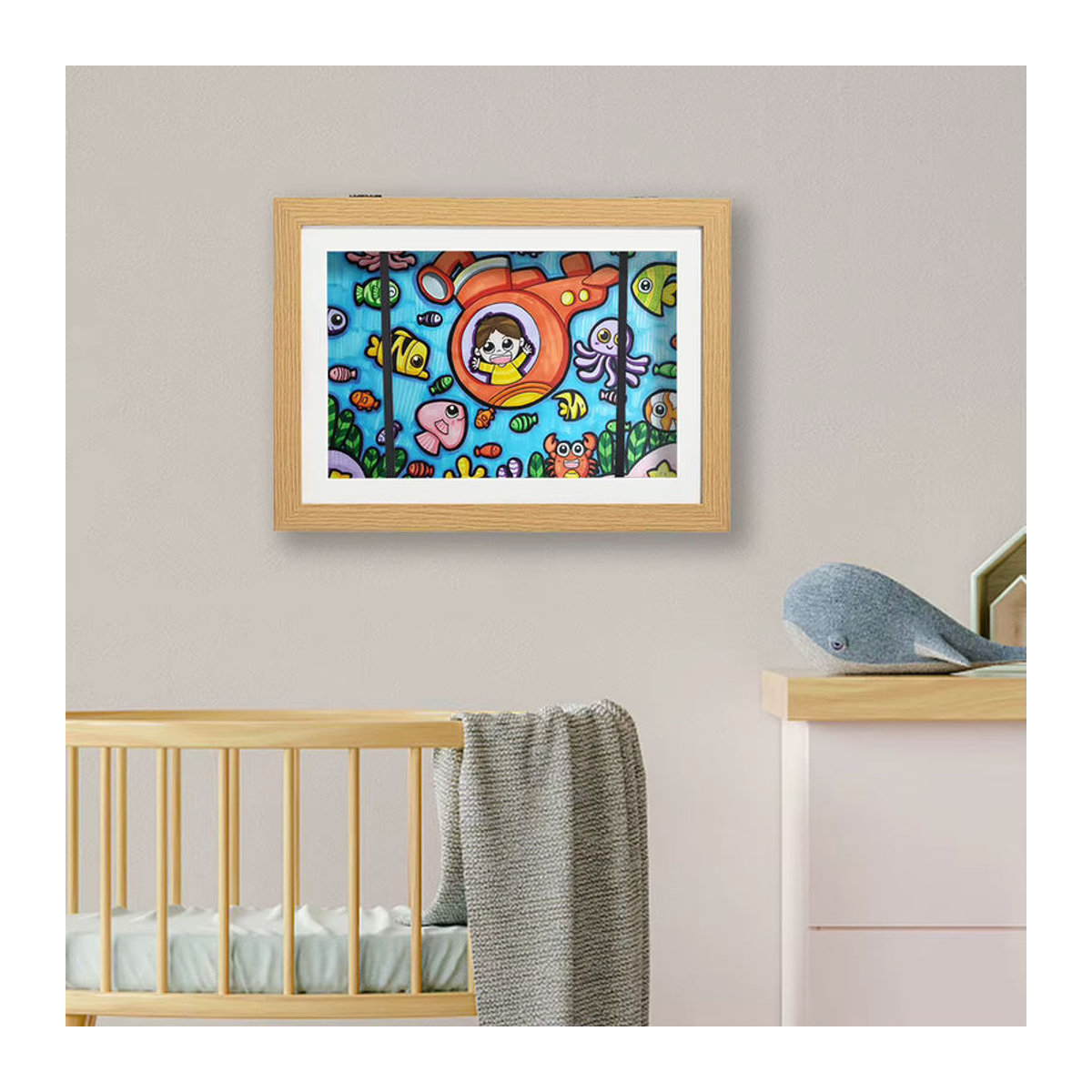 APWIKOGER Kinder Kunst Portfolio Rahmen aus Holz mit Frontlader für 80 Zeichnungen, A4, Schwarz oder Braun, Wandmontage oder Tischaufsteller - Bild 2