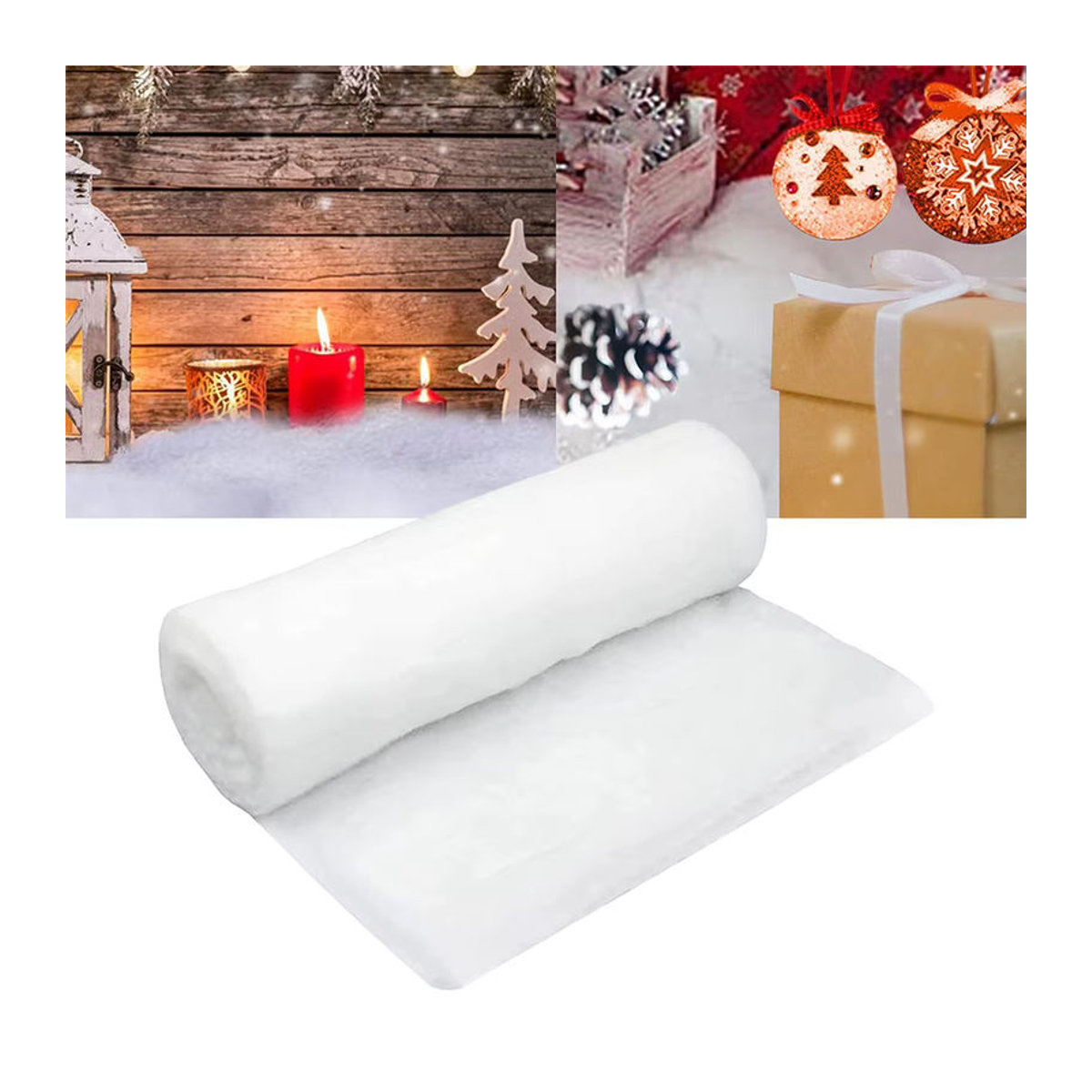 APWIKOGER Künstliche Schnee Matte für Weihnachtsdekoration, Weiß, Textil, B/T: 240 x 80 cm - Bild 2