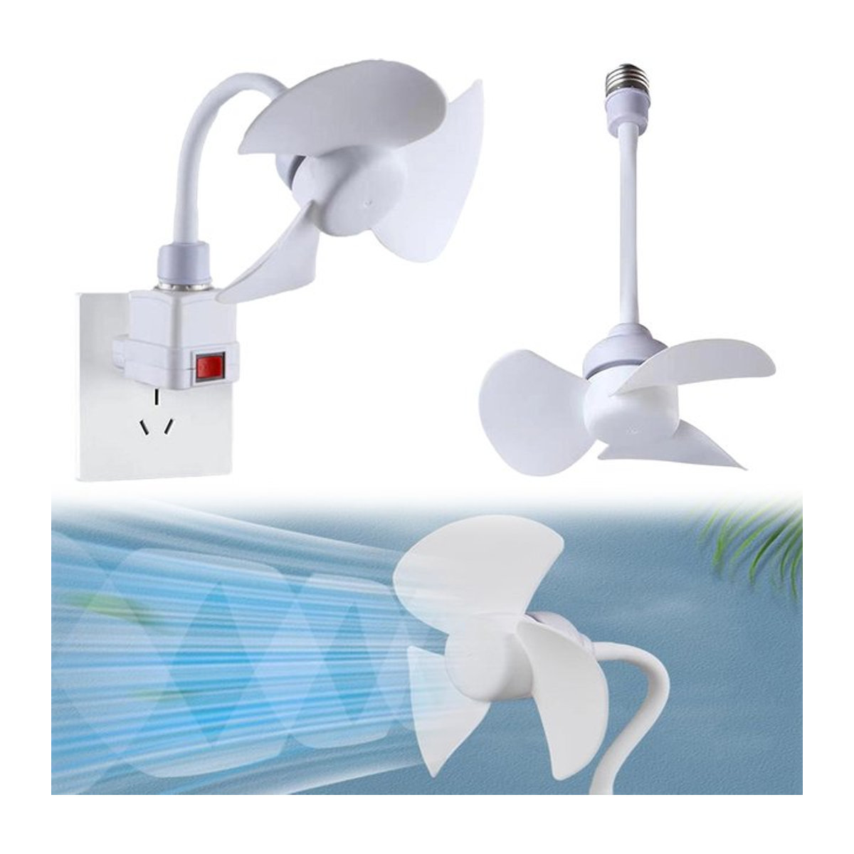 APWIKOGER Moderner LED-Deckenventilator mit E27-Sockel und USB-Anschluss in Weiß - Bild 1