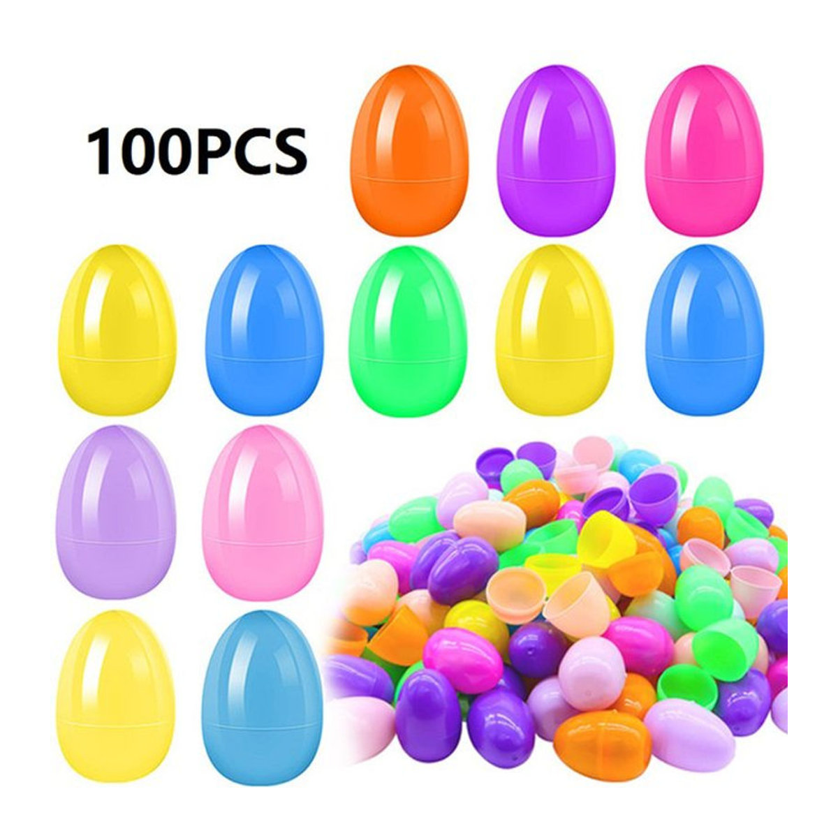 APWIKOGER Ostern Eierschalen zum Befüllen, Mehrfarbige ovale Kunststoff-Geschenkboxen für Kinder, Frühling Dekoration - Bild 1
