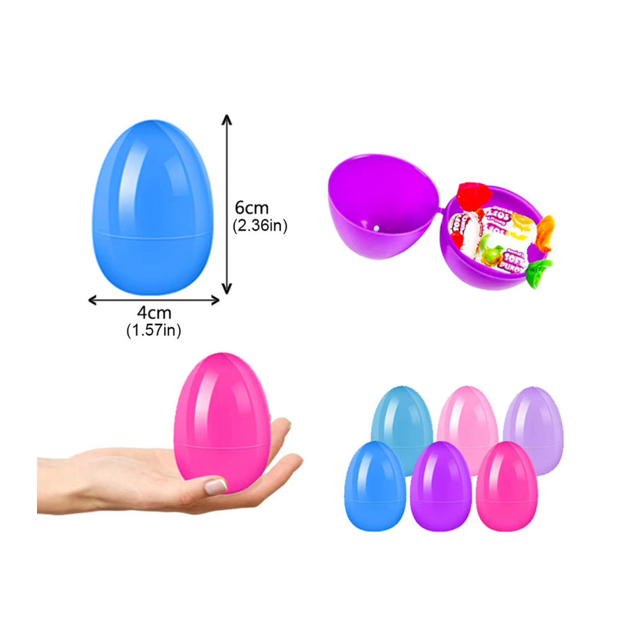 APWIKOGER Ostern Eierschalen zum Befüllen, Mehrfarbige ovale Kunststoff-Geschenkboxen für Kinder, Frühling Dekoration - Bild 6