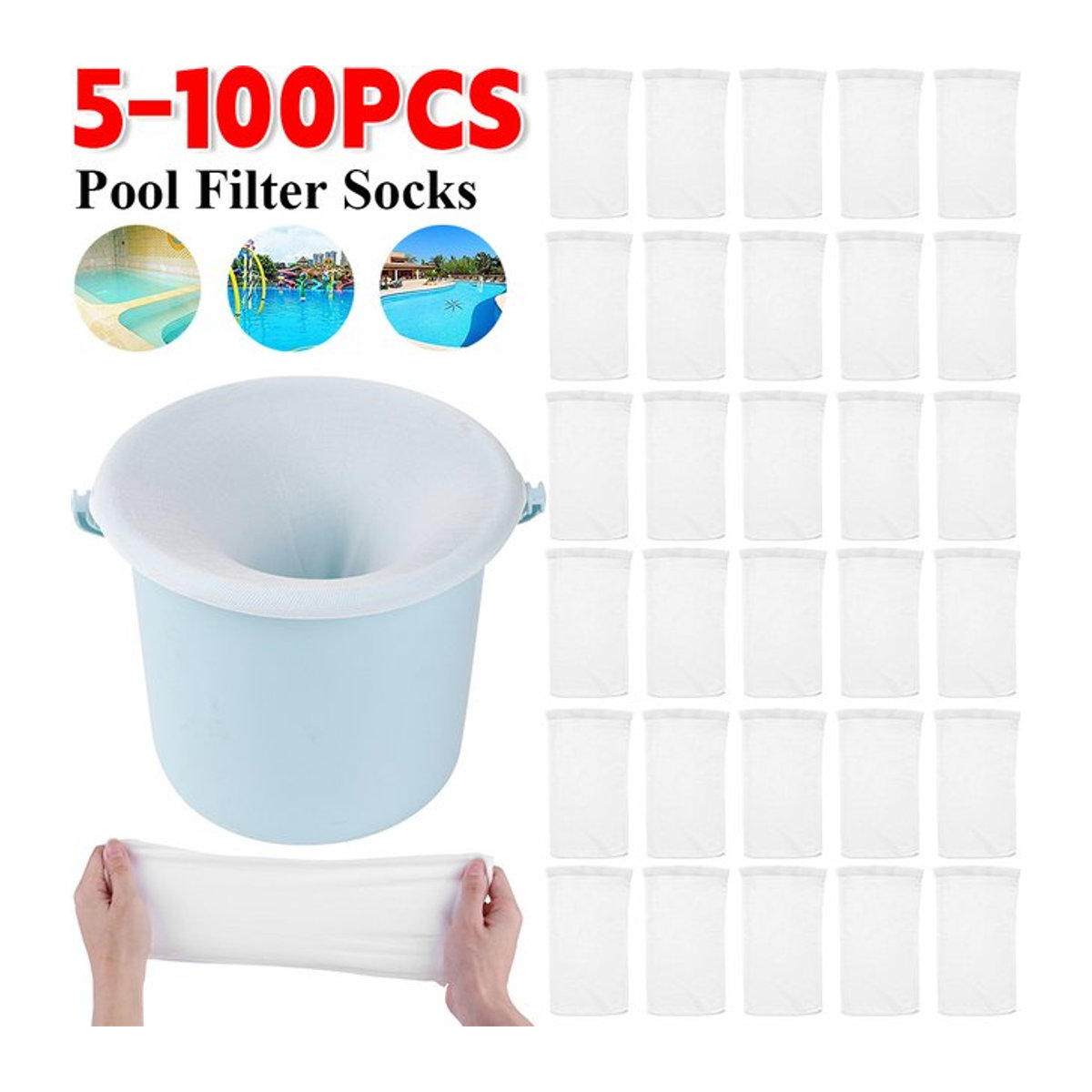 APWIKOGER Pool Skimmer Socken aus weißem Nylon-Mesh für Schwimmbad Filterkörbe - Bild 1
