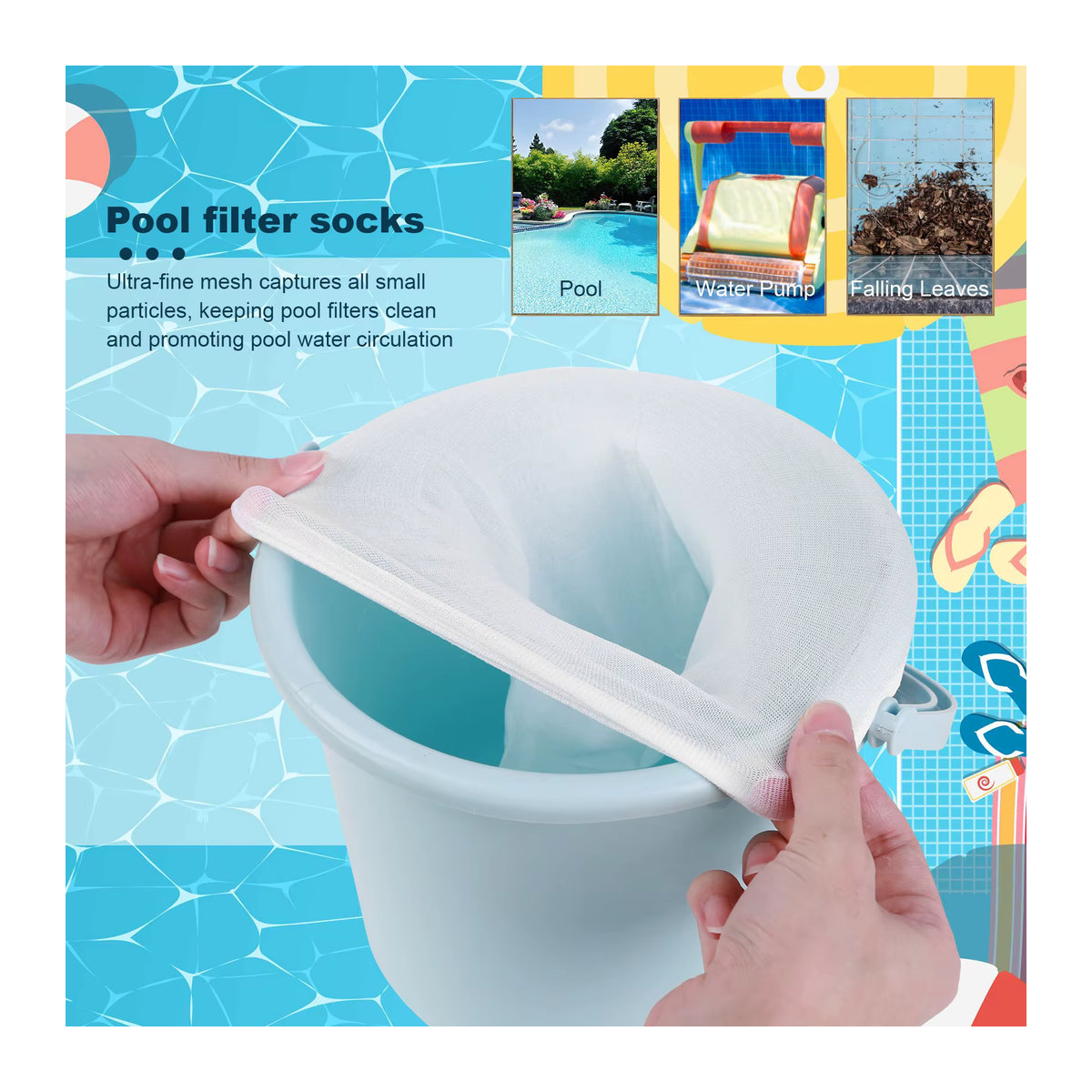 APWIKOGER Pool Skimmer Socken aus weißem Nylon-Mesh für Schwimmbad Filterkörbe - Bild 2