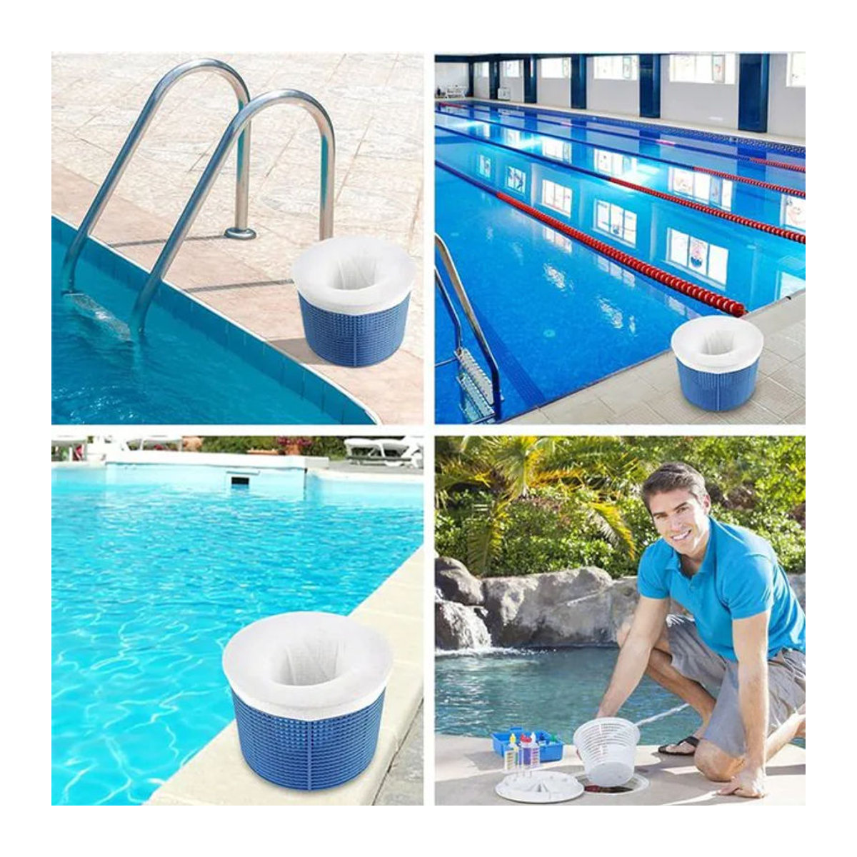 APWIKOGER Poolfiltersocken aus blauem Nylongeflecht als wiederverwendbare Blätterfänger und Reiniger für oberirdische Pools - Bild 1