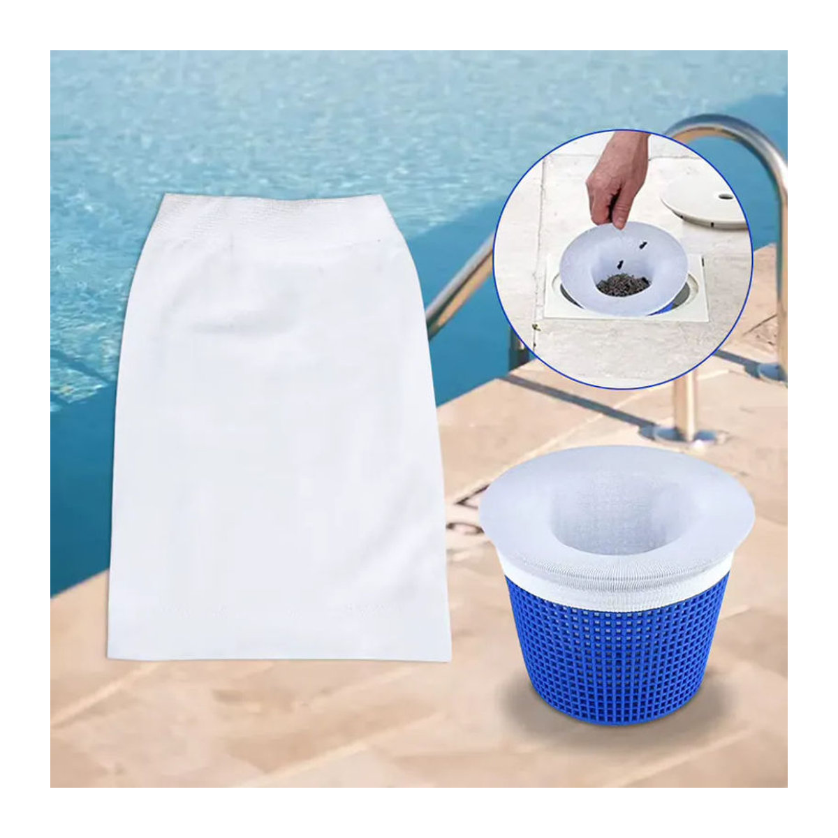 APWIKOGER Poolfiltersocken aus blauem Nylongeflecht als wiederverwendbare Blätterfänger und Reiniger für oberirdische Pools - Bild 2