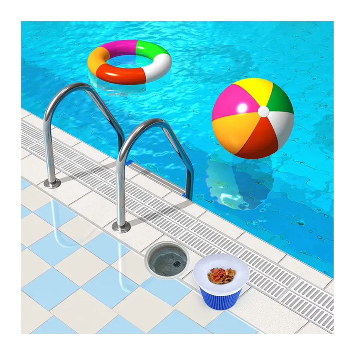 APWIKOGER Poolfiltersocken aus blauem Nylongeflecht als wiederverwendbare Blätterfänger und Reiniger für oberirdische Pools - Bild 3