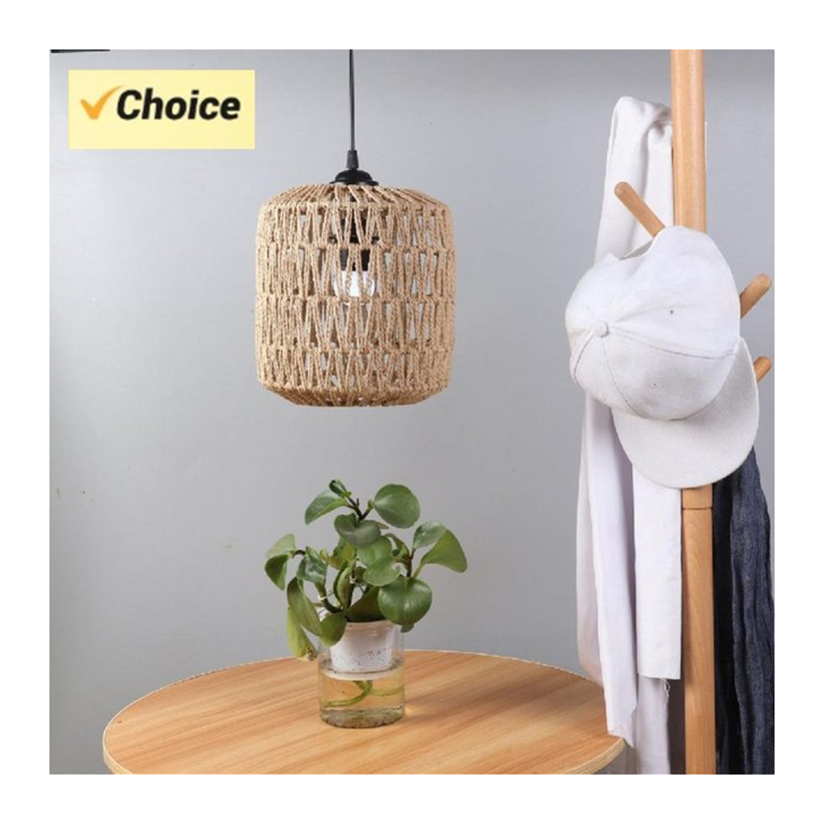 APWIKOGER Rattan-Lampenschirm in Braun im Landhaus- und Bohemian-Stil für Deckenleuchten und Kronleuchter - Bild 1