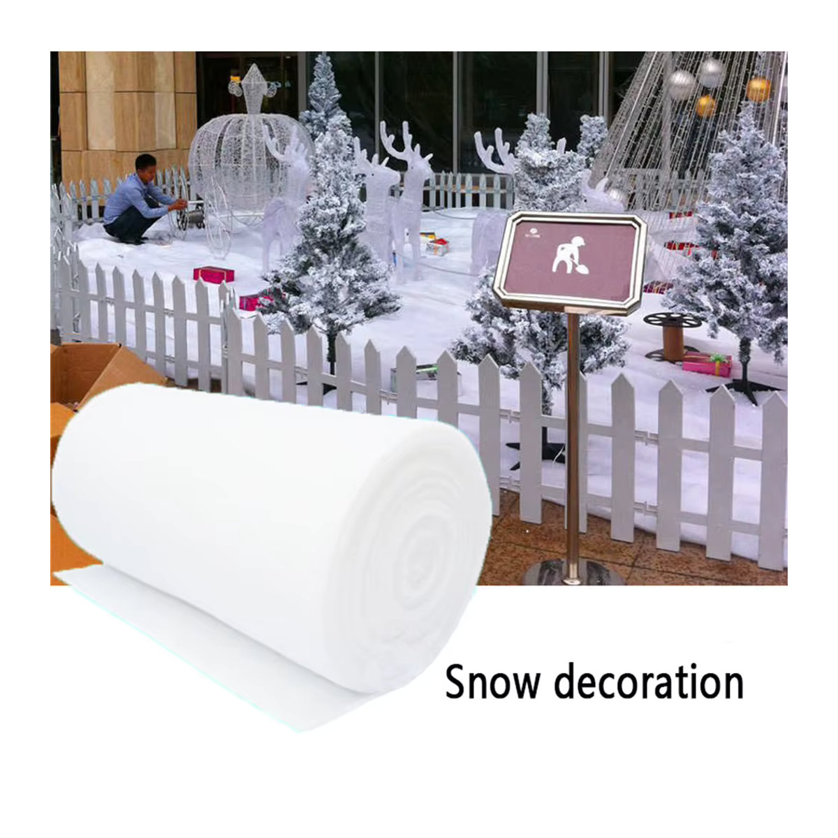 APWIKOGER Schnee Teppich in Weiß für realistische Winterlandschaften und Weihnachtsdekoration - Bild 2