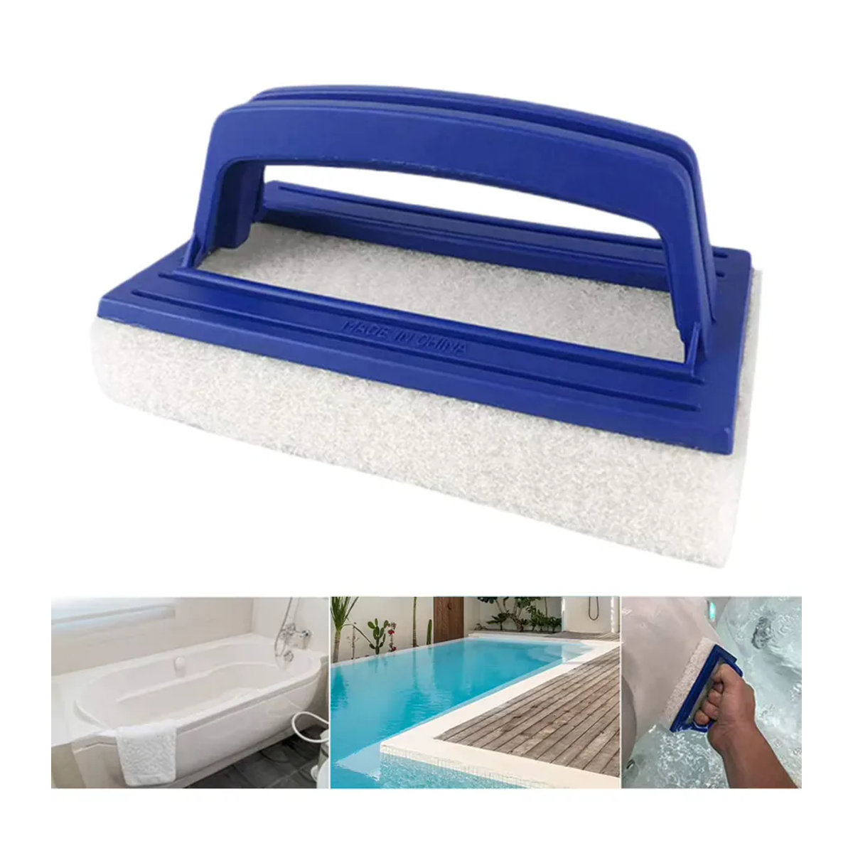 APWIKOGER Schwamm-Bürste für die Poolreinigung mit Griff als Handgehaltene Poolbürste und Oberflächenreiniger für Whirlpools und Spa-Badewannen - Bild 4