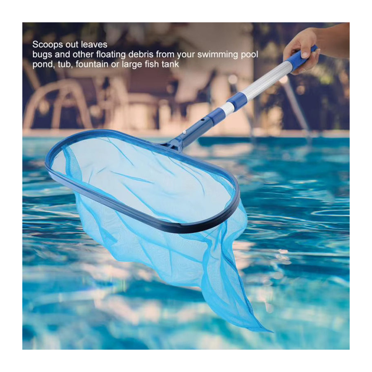 APWIKOGER Schwimmbad-Skimmer-Netz mit Teleskopstange in Blau zur Reinigung von Teichen und Schwimmbecken - Bild 2