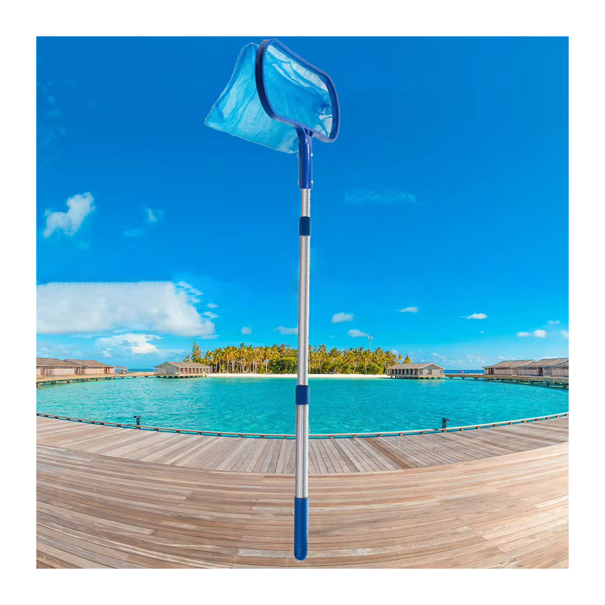 APWIKOGER Schwimmbad-Skimmer-Netz mit Teleskopstange in Blau zur Reinigung von Teichen und Schwimmbecken - Bild 3